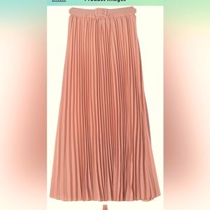 Pleated ankle-length maxi skirt, one-size, pink salmon